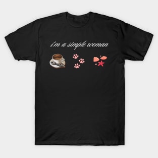 I'm A Simple Woman Summer Coffee Paw Dog&cat T-Shirt